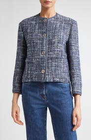 Etro Abstract Check Crop Bouclé Jacket