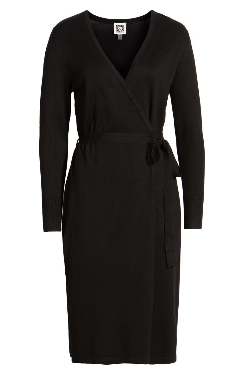 Anne Klein Long Sleeve Faux Wrap Sweater Dress, Alternate, color, 