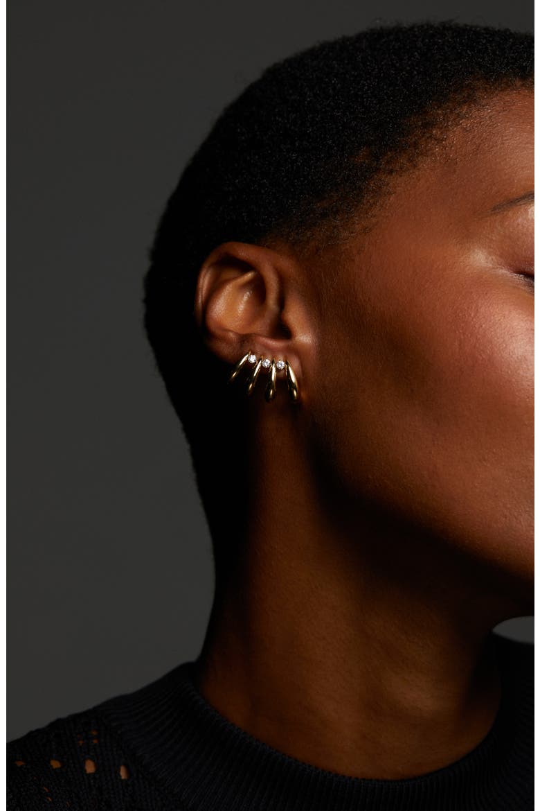 Pisa Hoop Climber Earrings, Alternate, color, GOLD