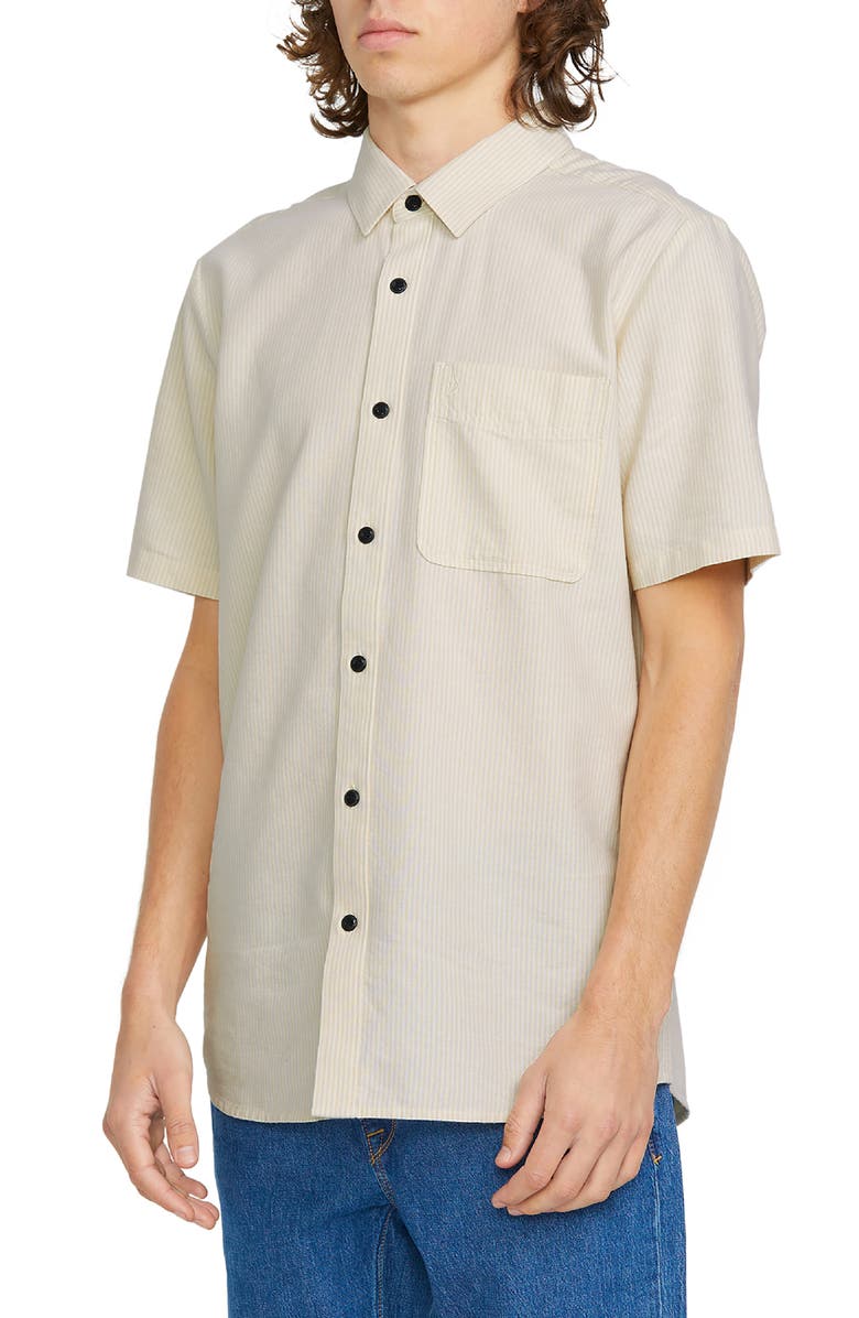 Volcom Date Knight Stripe Short Sleeve Button-Up Shirt, Alternate, color, 