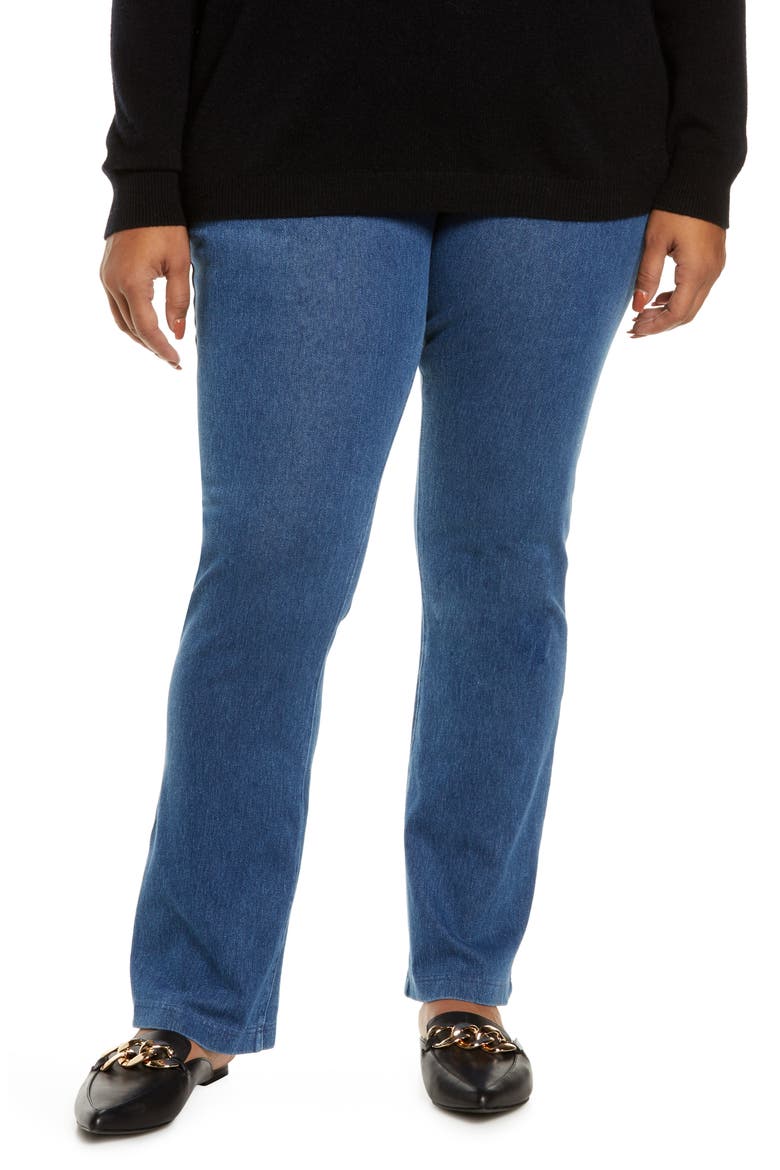'Lyssentials Straight Leg Jeggings, Main, color, MID WASH