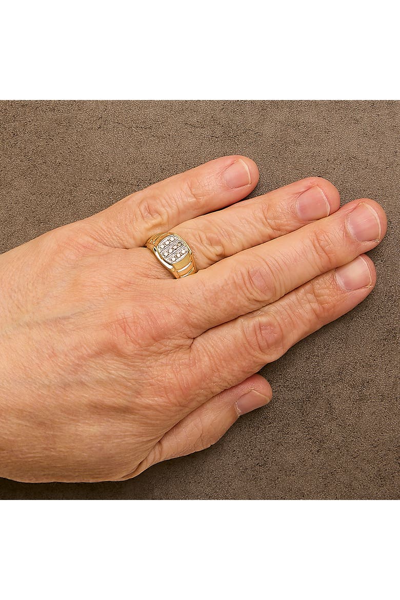 Men's 14K Yellow Gold Plated Sterling Silver 1/3 Cttw Diamond Grooved Band Ring, Alternate, color, Yellow Gold over Silver