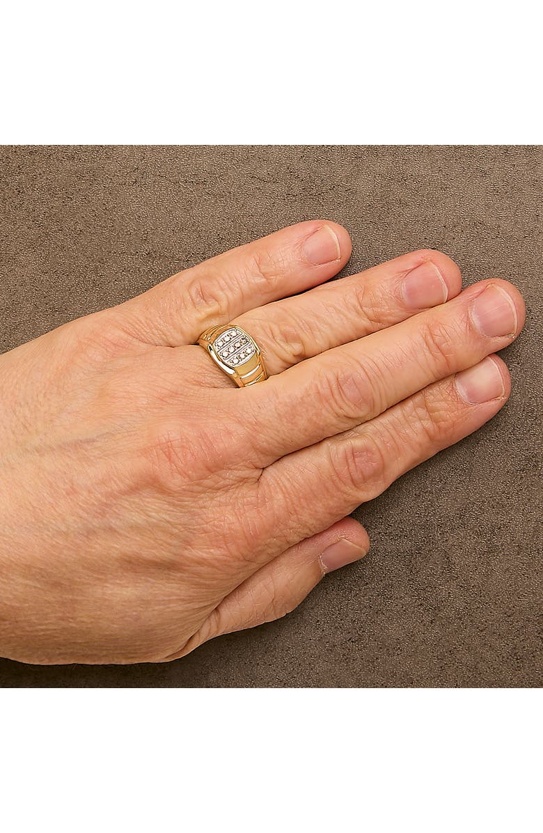 Haus of Brilliance Men's 14K Yellow Gold Plated Sterling Silver 1/3 Cttw Diamond Grooved Band Ring, Alternate, color, Yellow Gold Over Silver
