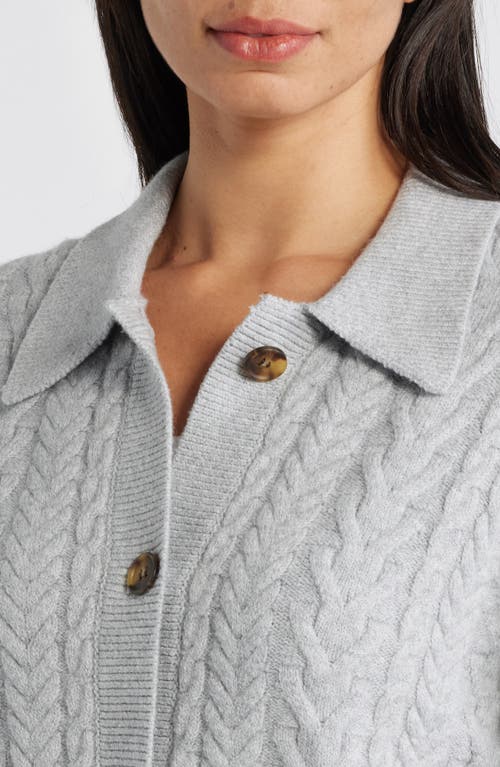 Shop Caslonr Caslon(r) Cable Cotton Blend Cardigan In Grey Heather