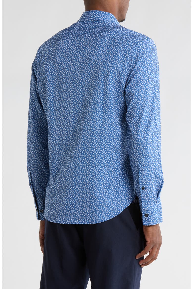 Paisley Print Stretch Dress Shirt, Alternate, color, DUSTY BLUE