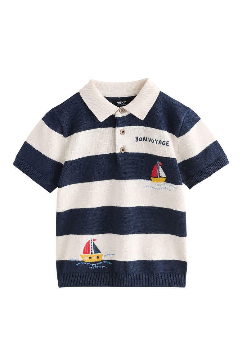 Boat Stripe Knit Polo, Main, color, BLUE