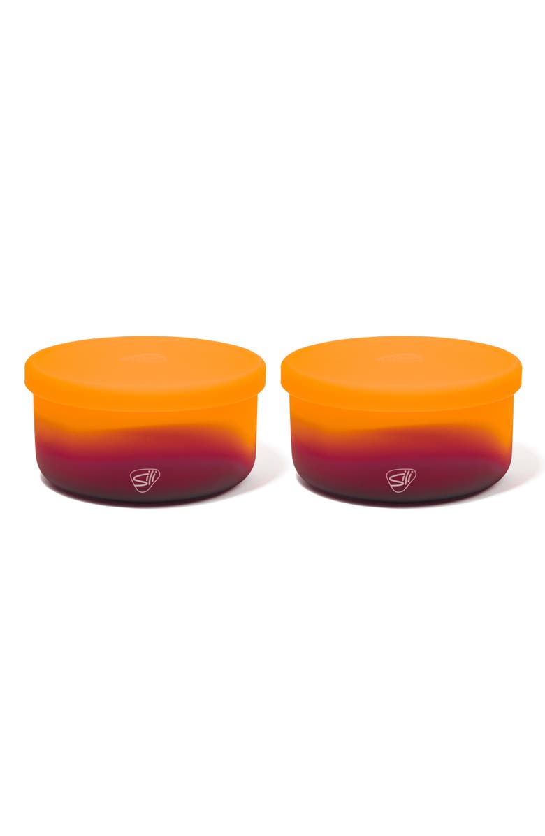 Silipint Silicone 30oz Lidded Bowls 2 Pack Sun Storm, Main, color, Orange