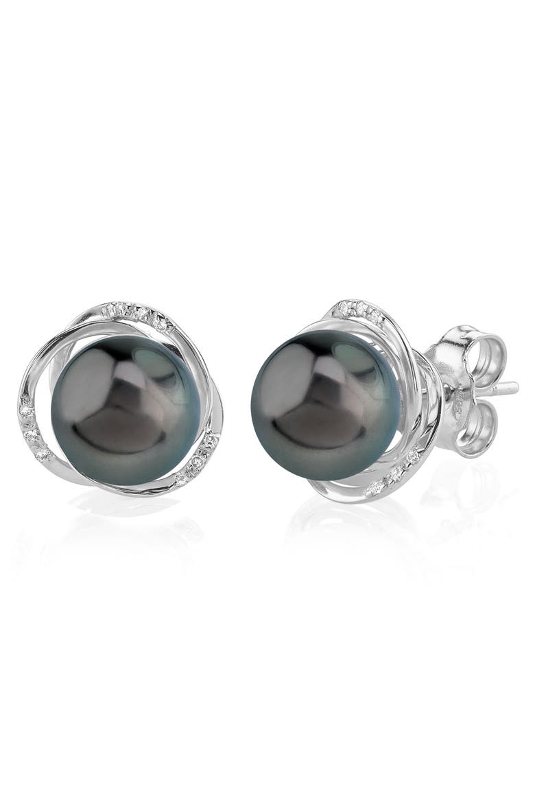 Tahitian South Sea Pearl and Diamond Lexi Earrings, Main, color, White Gold