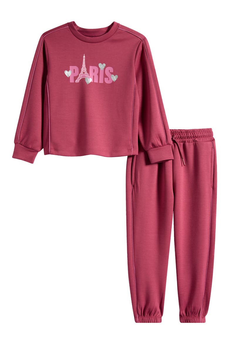 Kids' Paris Sweatshirt & Sweatpants Set, Main, color, PINK PARIS