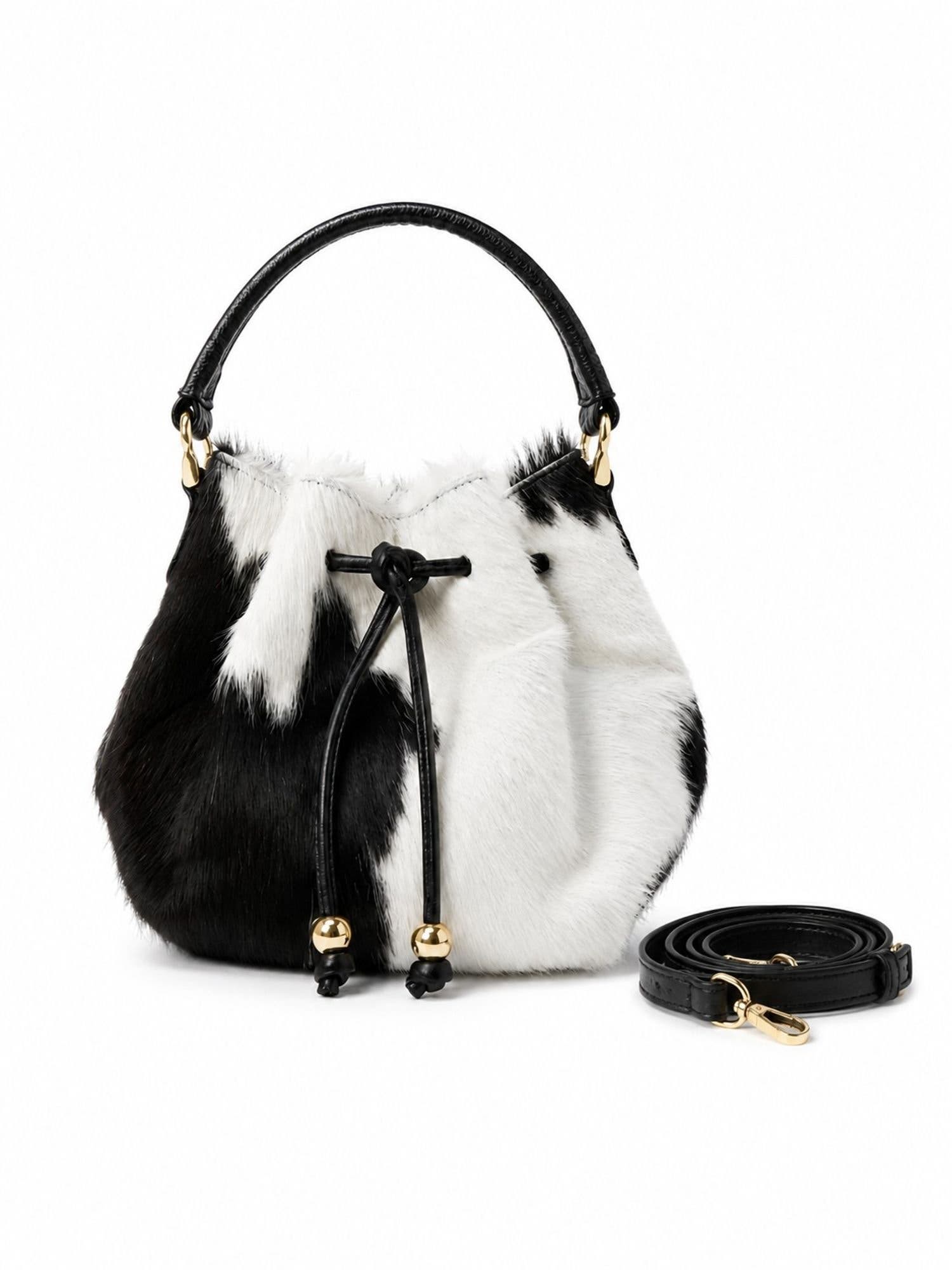 Dualis Luxury Hair-On Cowhide Crossbody, Alternate, color, Black And White Natural Hair
