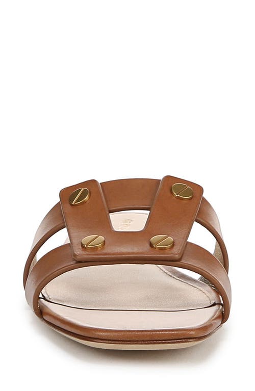Veronica Beard Via Leather Flat Slide Sandals In Honey