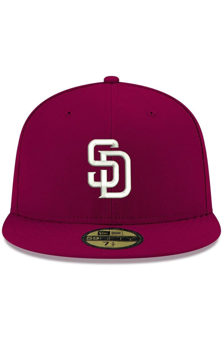 New Era Men
s New Era Cardinal San Diego Padres White Logo 59FIFTY Fitted Hat, Alternate, color, 