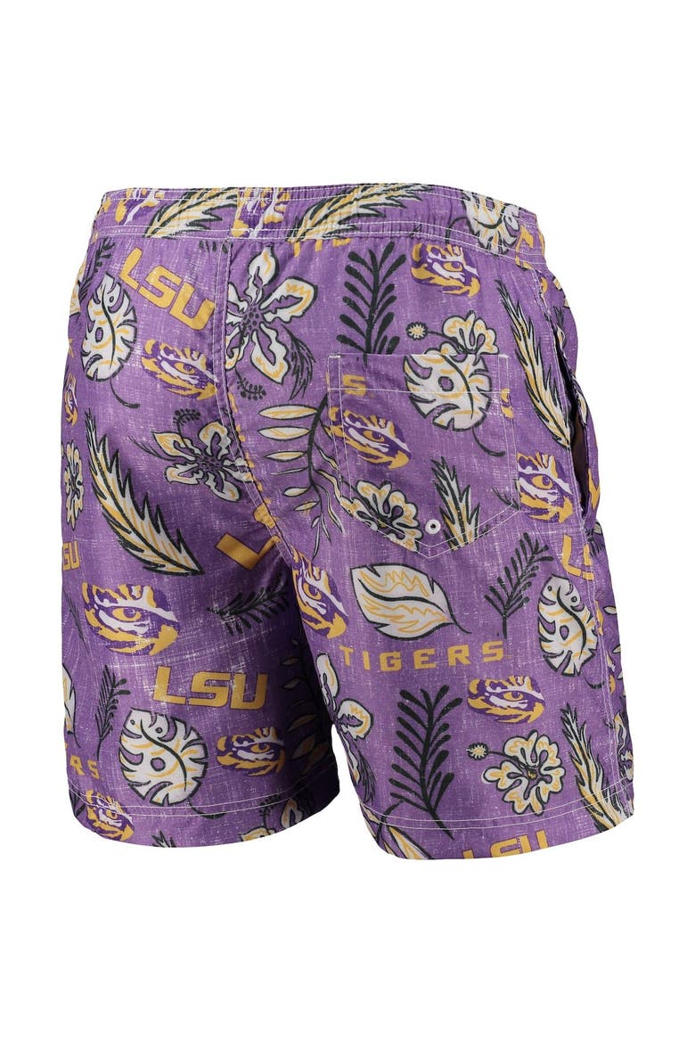 Men's Wes & Willy Purple LSU Tigers Vintage Floral Swim Trunks, Alternate, color, Purple