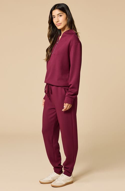 Softies Athleisure Dreamtech 1/4 Zip Jogger Set In Burgundy
