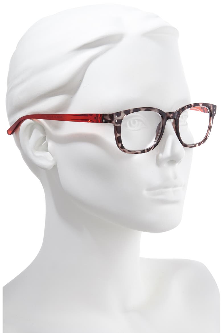 The Anna 49mm Reading Glasses, Alternate, color, BLACK/ DIAMOND CLEAR TORTOISE