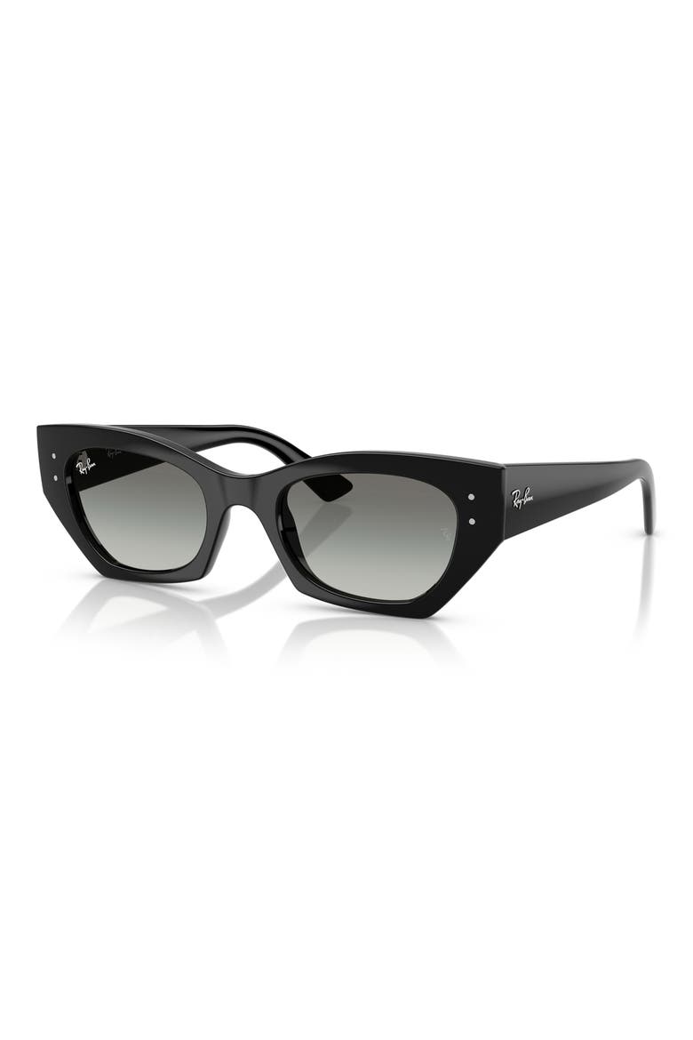 Zena 49mm Irregular Butterly Sunglasses, Alternate, color, BLACK / GRADIENT GREY