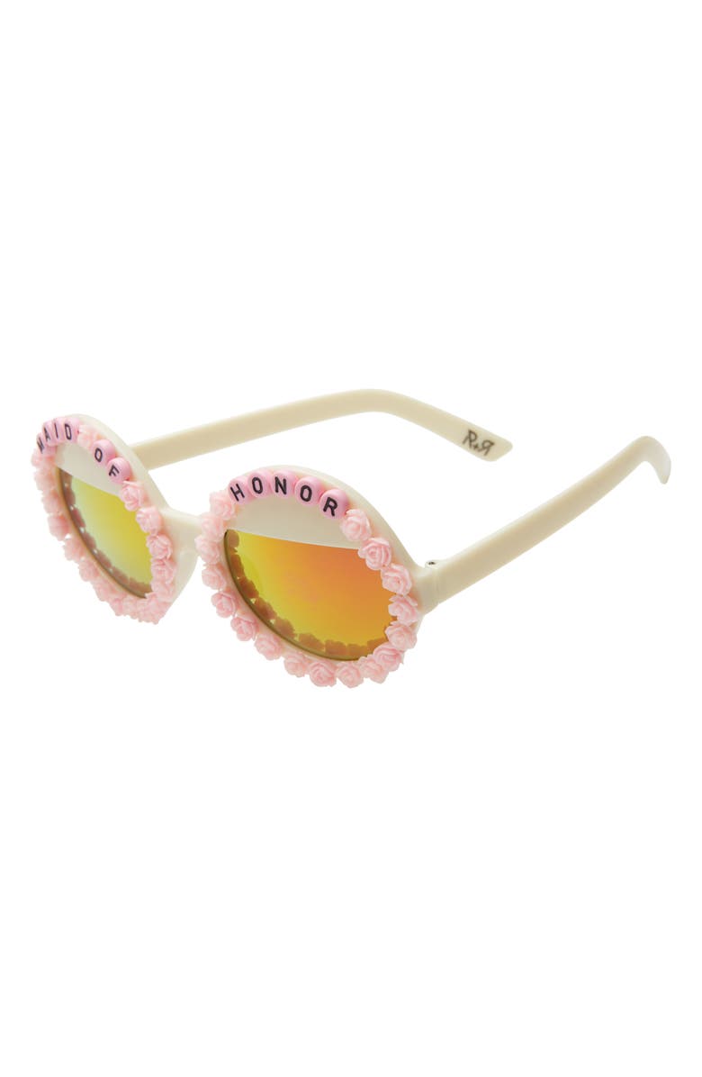 Rad + Refined Maid Of Honor Round Sunglasses, Alternate, color, Pink/ Orange Mirrored