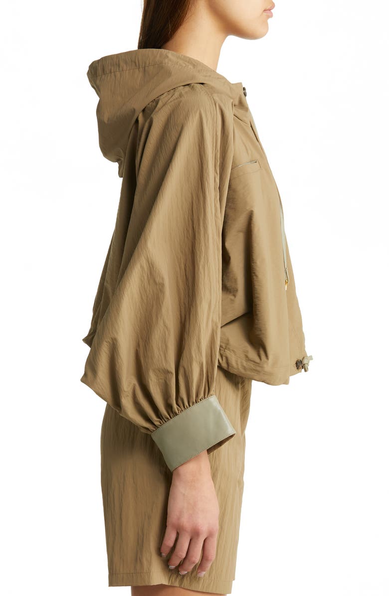 AERON Robine Leather Trim Blouson Sleeve Hooded Jacket, Alternate, color, 