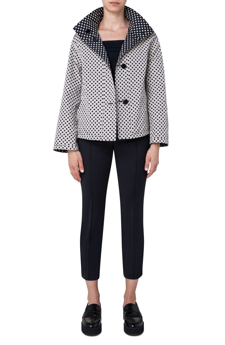 Akris punto Polka Dot Reversible Jacket, Alternate, color, Black Cream