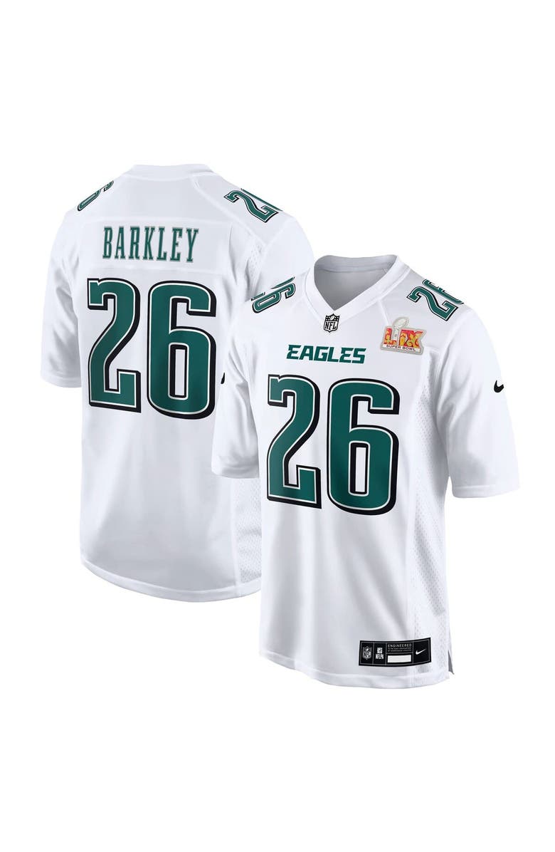 Nike Men's Nike Saquon Barkley Tundra White Philadelphia Eagles Super Bowl LIX Fashion Game Player Jersey, Main, color,