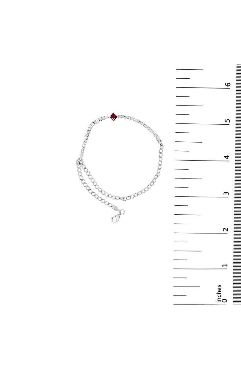 Haus of Brilliance .925 Sterling Silver Created Ruby and Sapphire Adjustable Tennis Chain Bracelet, Alternate, color, White