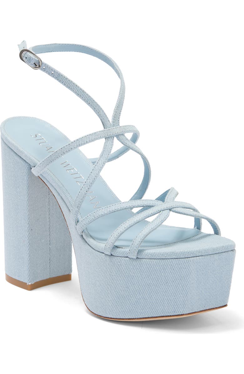 Stuart Weitzman Barelythere Square High Platform Sandal, Main, color,