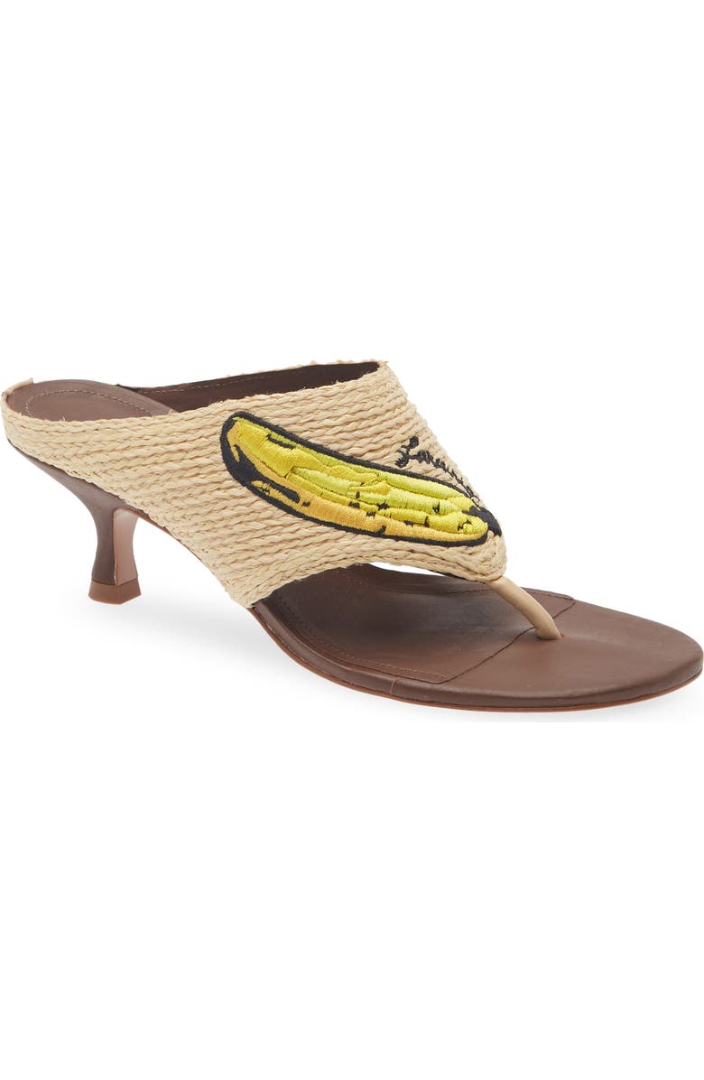 FARM Rio Icons Raffia Kitten Heel Flip Flop, Main, color, Walnut Banana