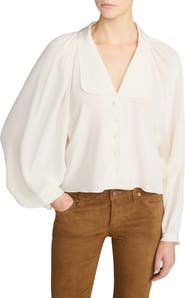 FRAME Gala Silk Shirt with Balloon Sleeves