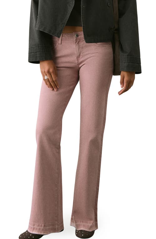 Mango Teen Twist Seam Mid Rise Flare Jeans In Pink