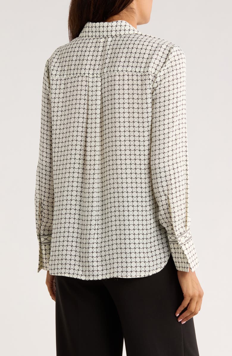 MAX STUDIO Print Button Front Blouse, Alternate, color, Ivory/Black Medallion Dot