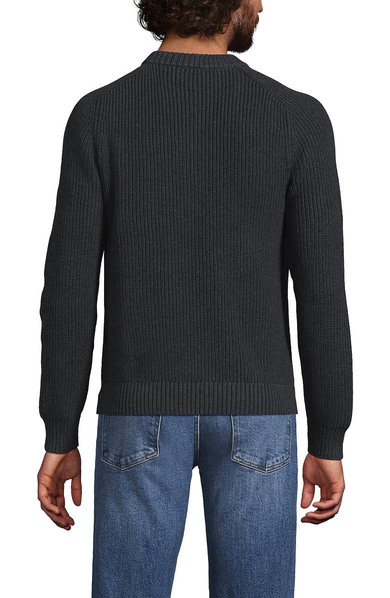 Lands' End Drifter Cotton Crewneck Sweater, Alternate, color, Dark Charcoal Heather