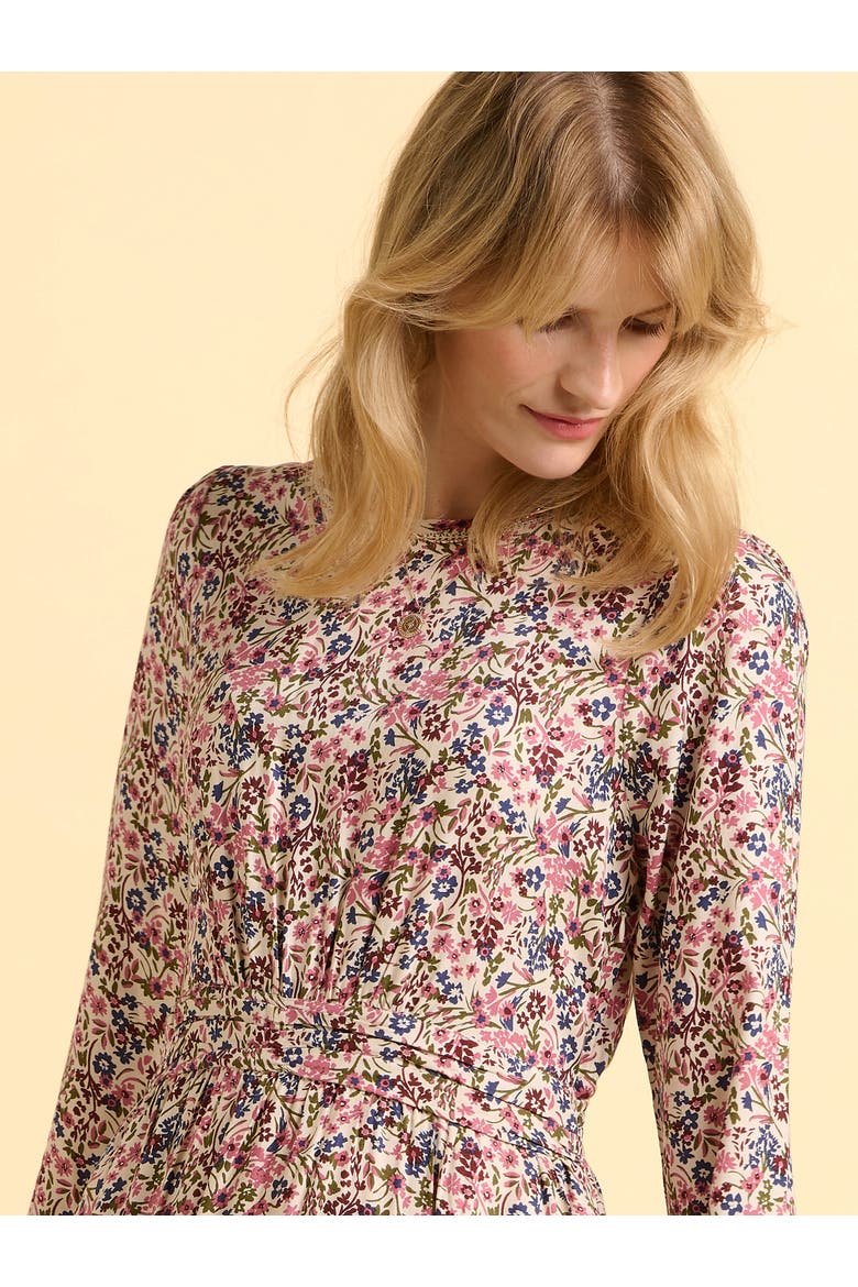Abloom Long Sleeve Floral Midi Dress, Alternate, color, Cream
