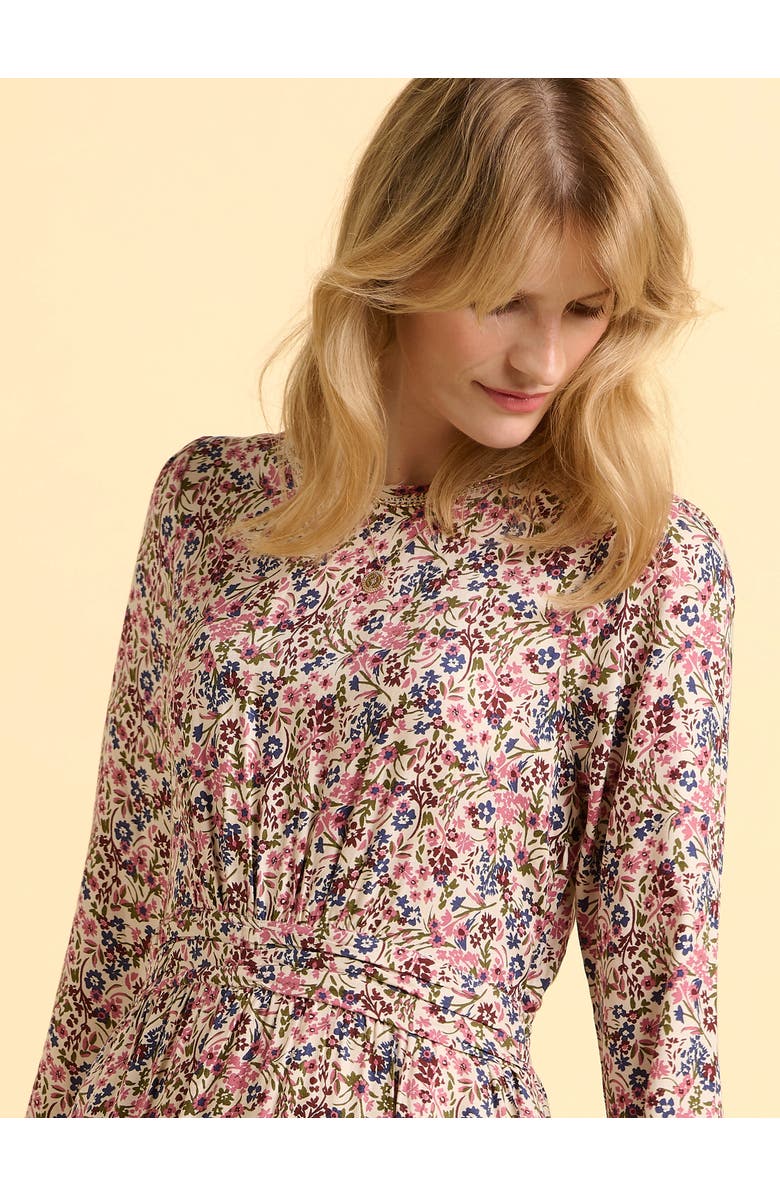 Brakeburn Abloom Long Sleeve Floral Midi Dress, Alternate, color, Cream