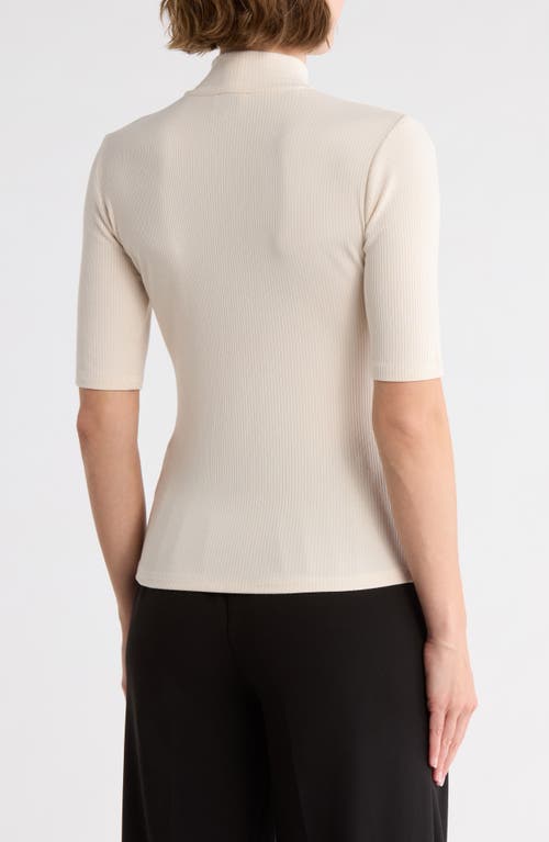 Elie Elie Tahari Mock Neck Rib Top In Brown