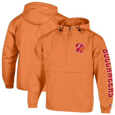 Men's Champion Orange Tampa Bay Buccaneers Packable Hooded Windbreaker Half-Zip Jacket