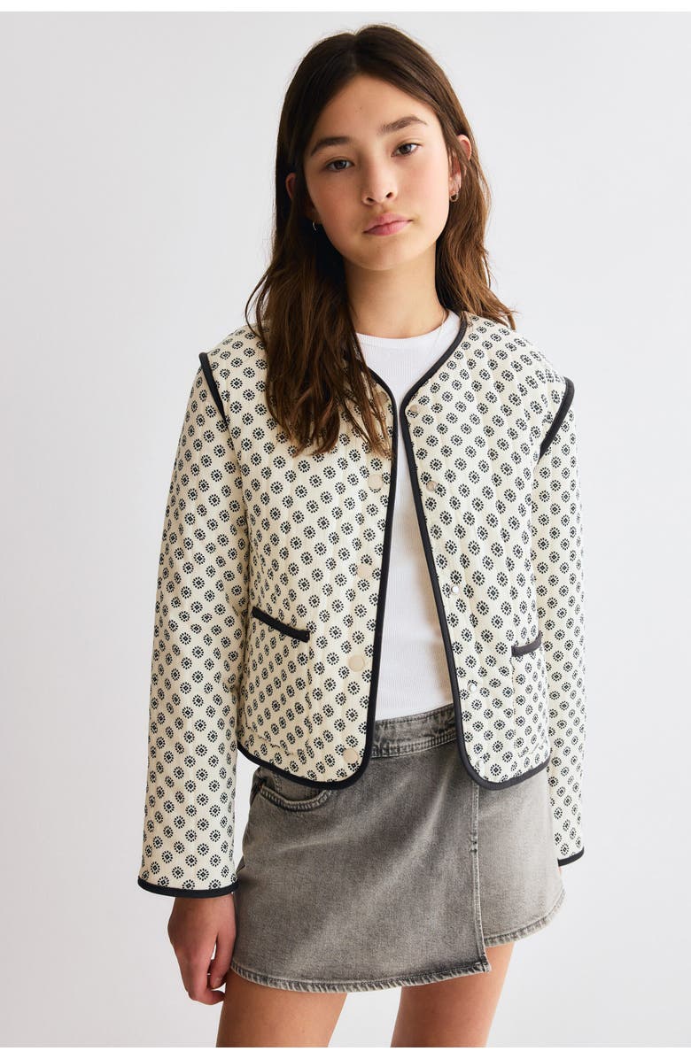 H&M Quilted Cotton Jacket, Main, color, Cream/Patterned