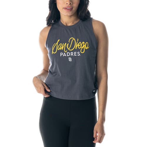 The Wild Collective Charcoal San Diego Padres Side Knot Tank Top