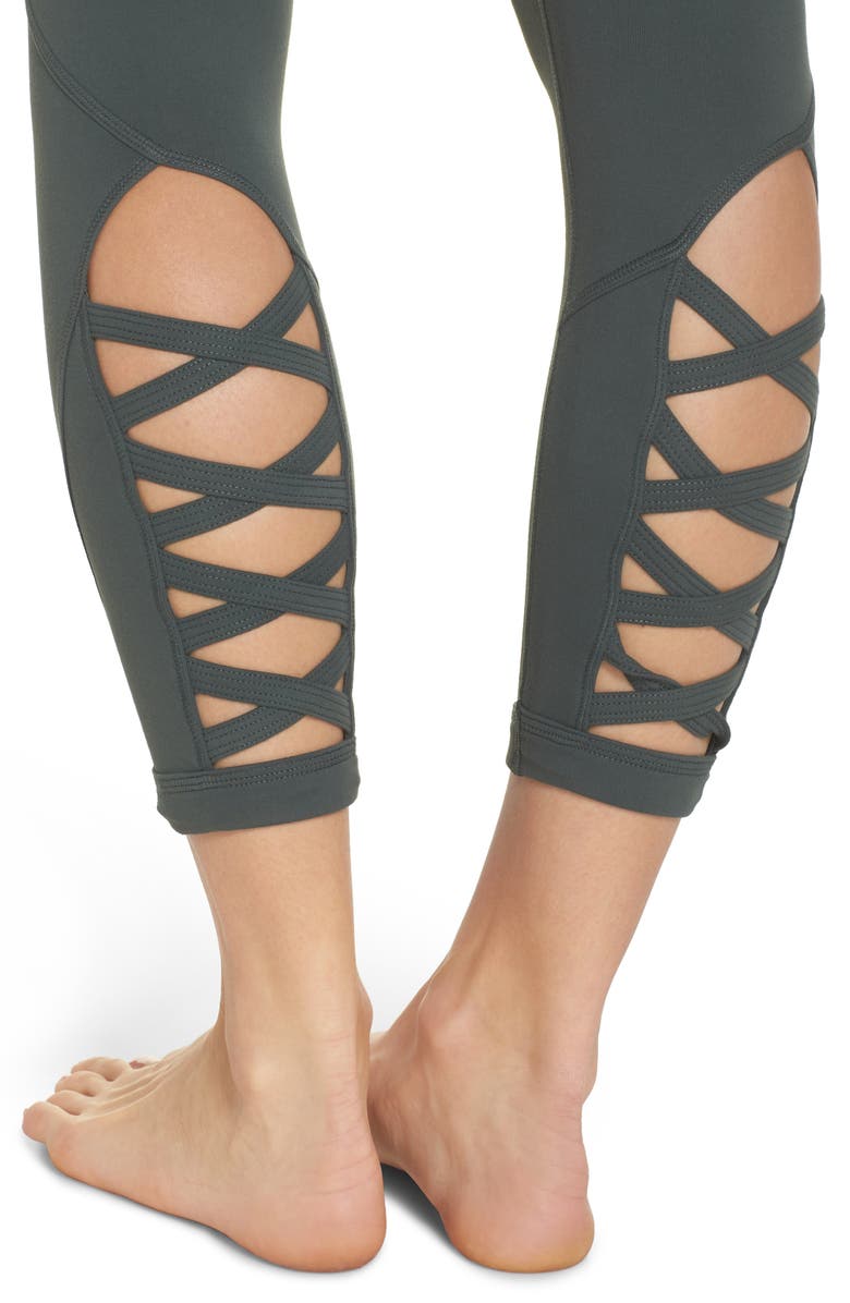 Zella High Waist Lattice Midi Leggings, Alternate, color,