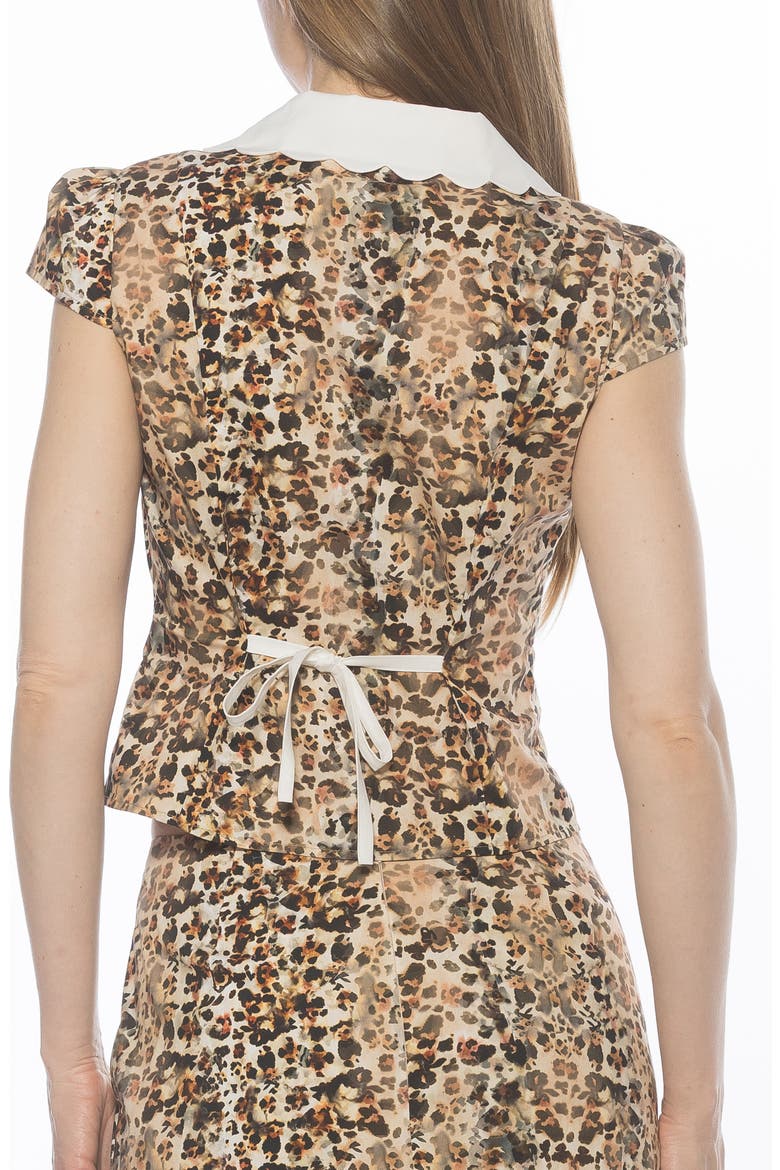 Gulianna Scallop Collar Button-Up Top, Alternate, color, BROWN LEOPARD