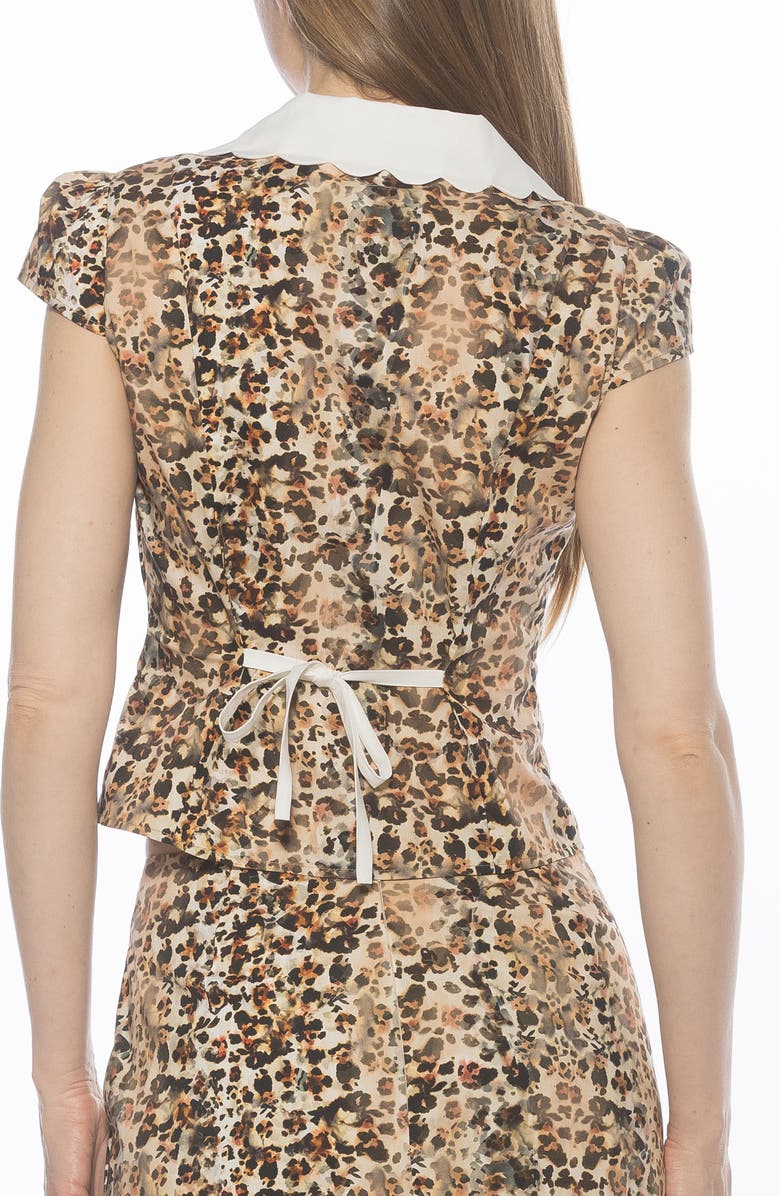 Alexia Admor Gulianna Scallop Collar Button-Up Top, Alternate, color, Brown Leopard