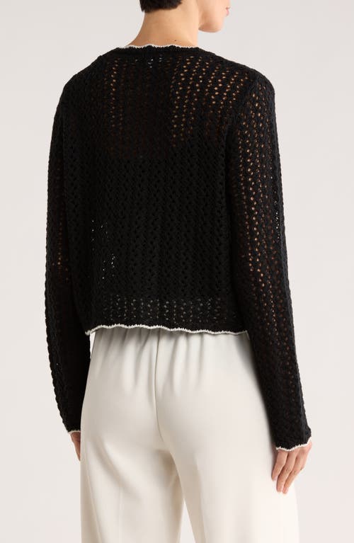 Gemma + Jane Scallop Edge Open Stitch Cardigan In Multi