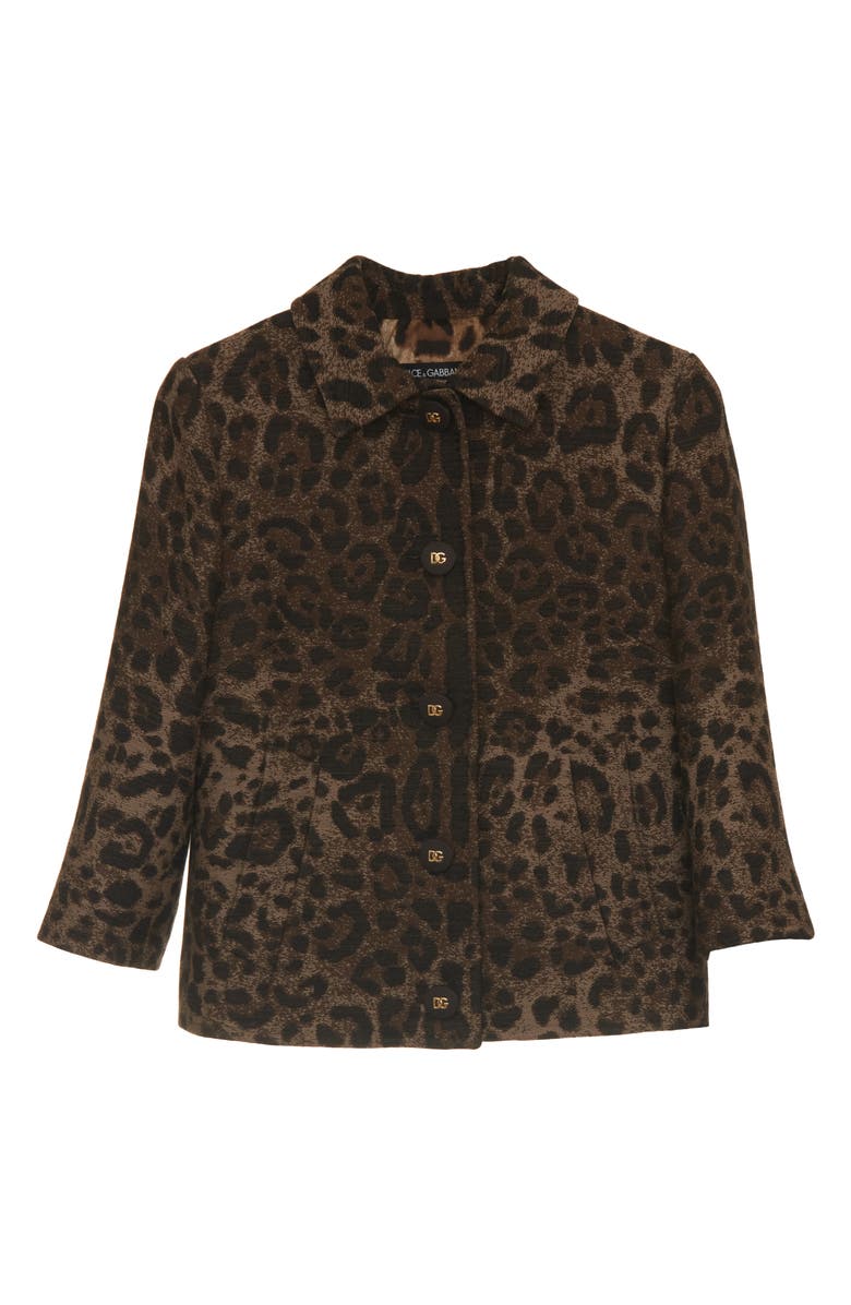 Dolce&Gabbana Leopard Print Jacquard Crop Jacket, Alternate, color, Print Leo