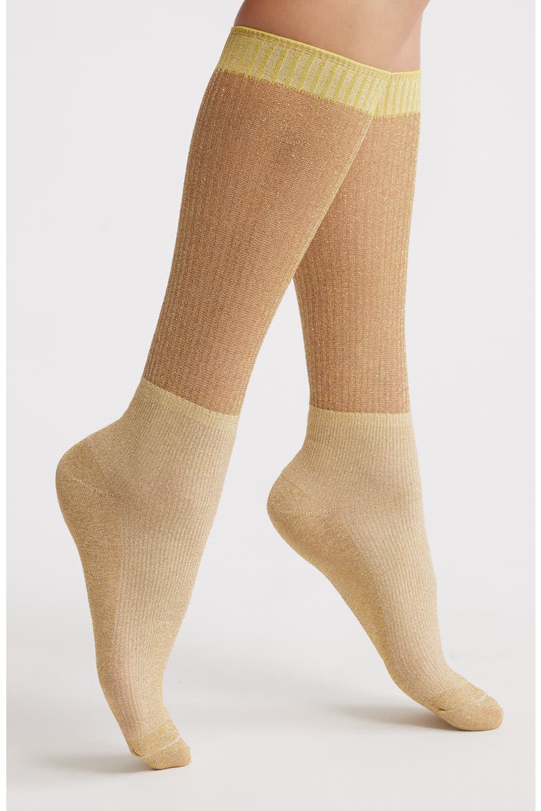 Shimmery Lights Crew Socks, Main, color, YELLOW