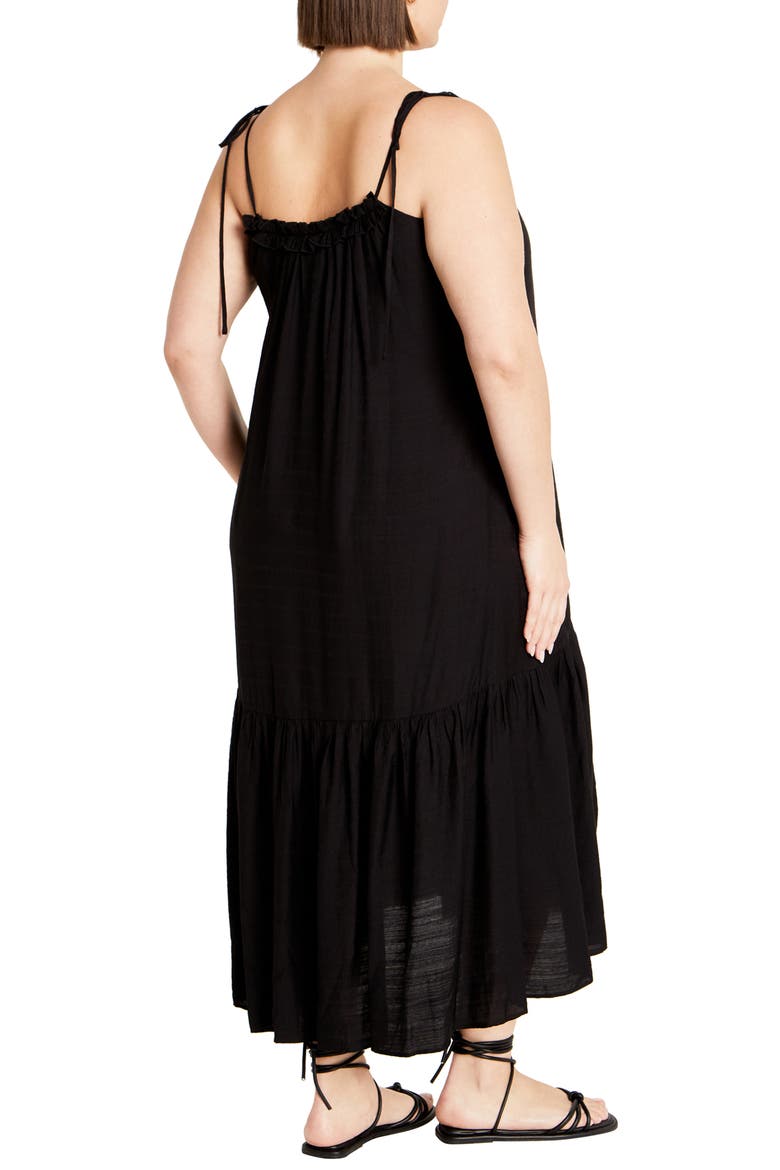 Erica Tiered Tie Strap High-Low Dress, Alternate, color, BLACK