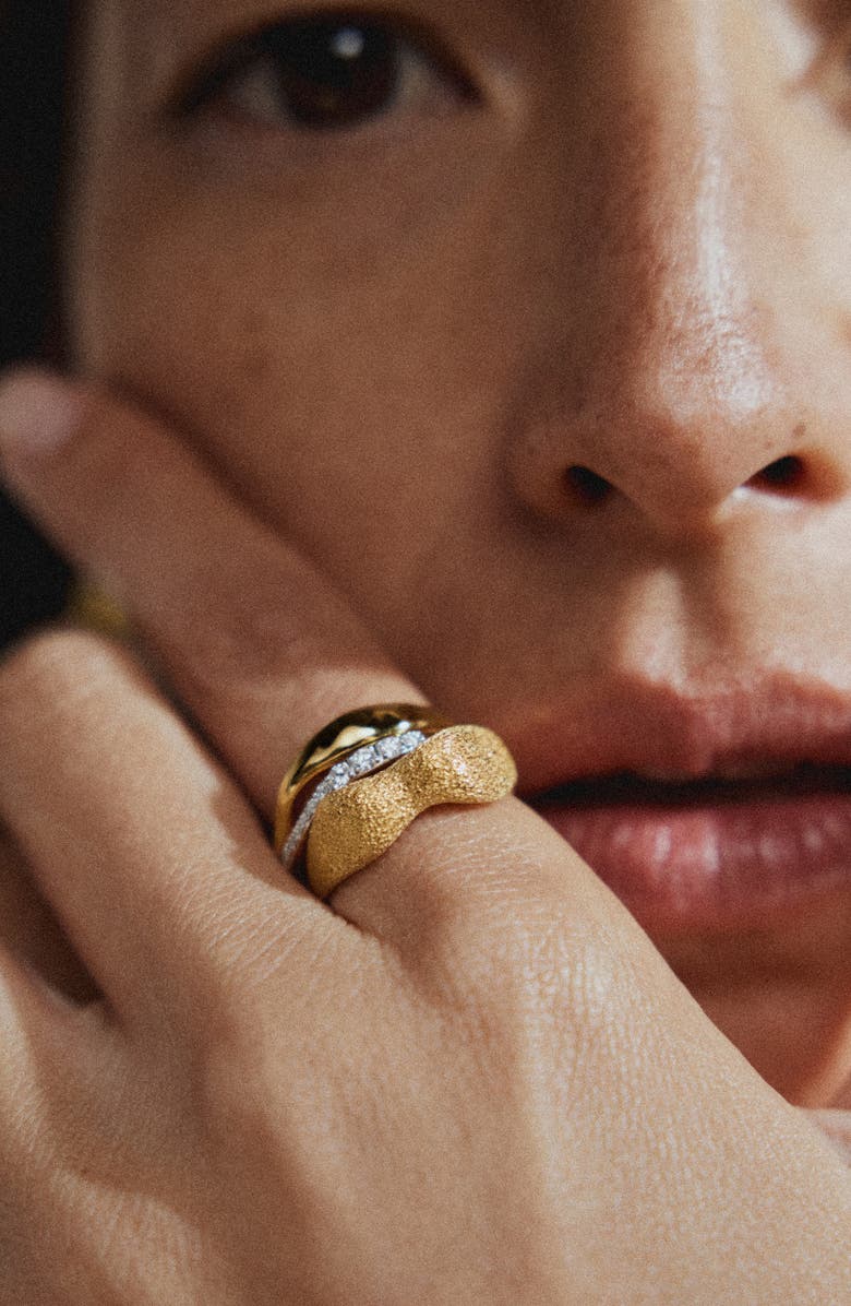 Monica Vinader Riva Pavé Lab Grown Diamond Ring, Alternate, color, 18Ct Gold Vermeil