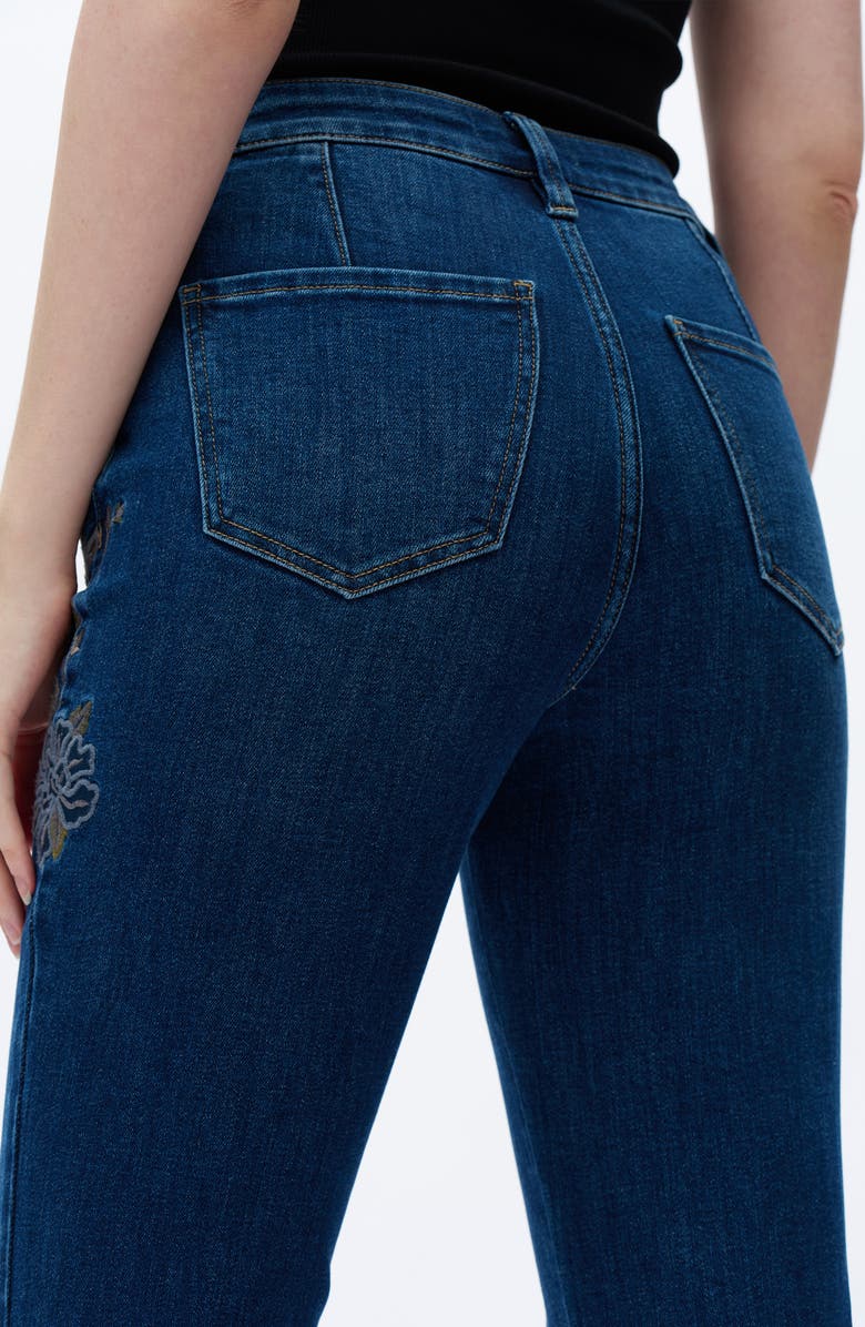 Bayeas Embroidered Raw Hem High Waist Flare Jeans, Alternate, color,