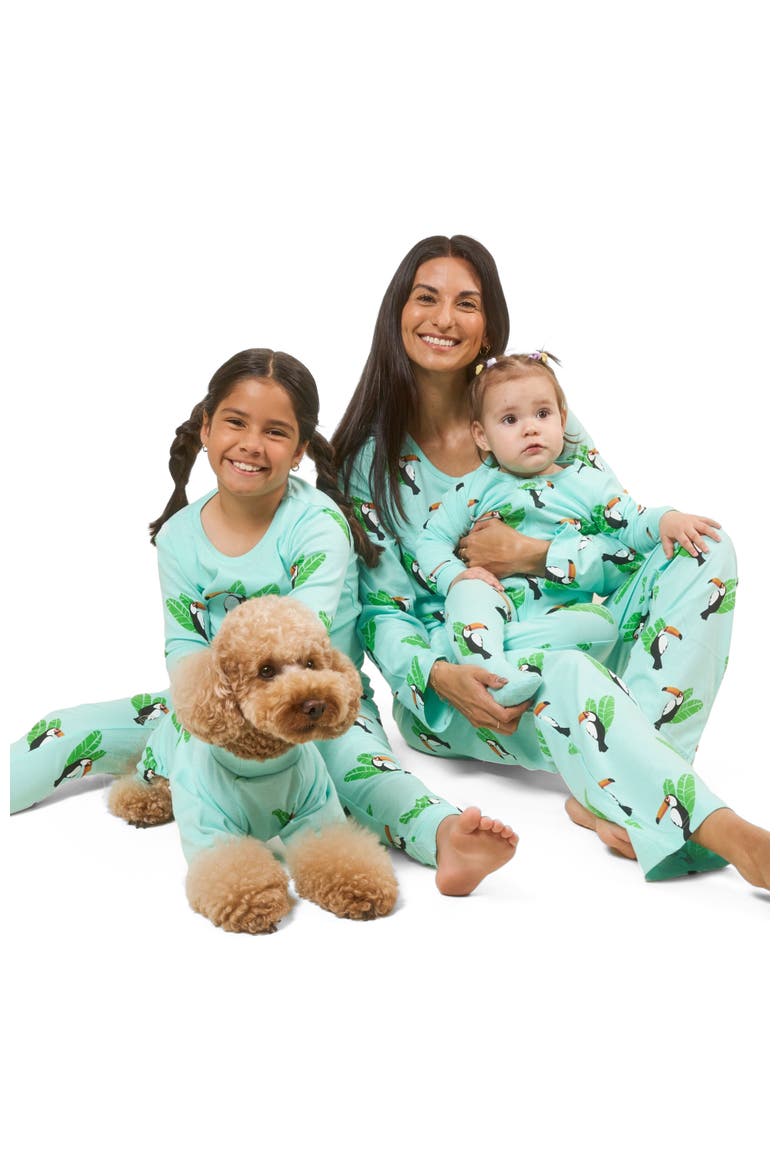 Kids Two-Piece Cotton Printed Matching Family Pajamas, Animal Friends, Alternate, color, Toucan Bird