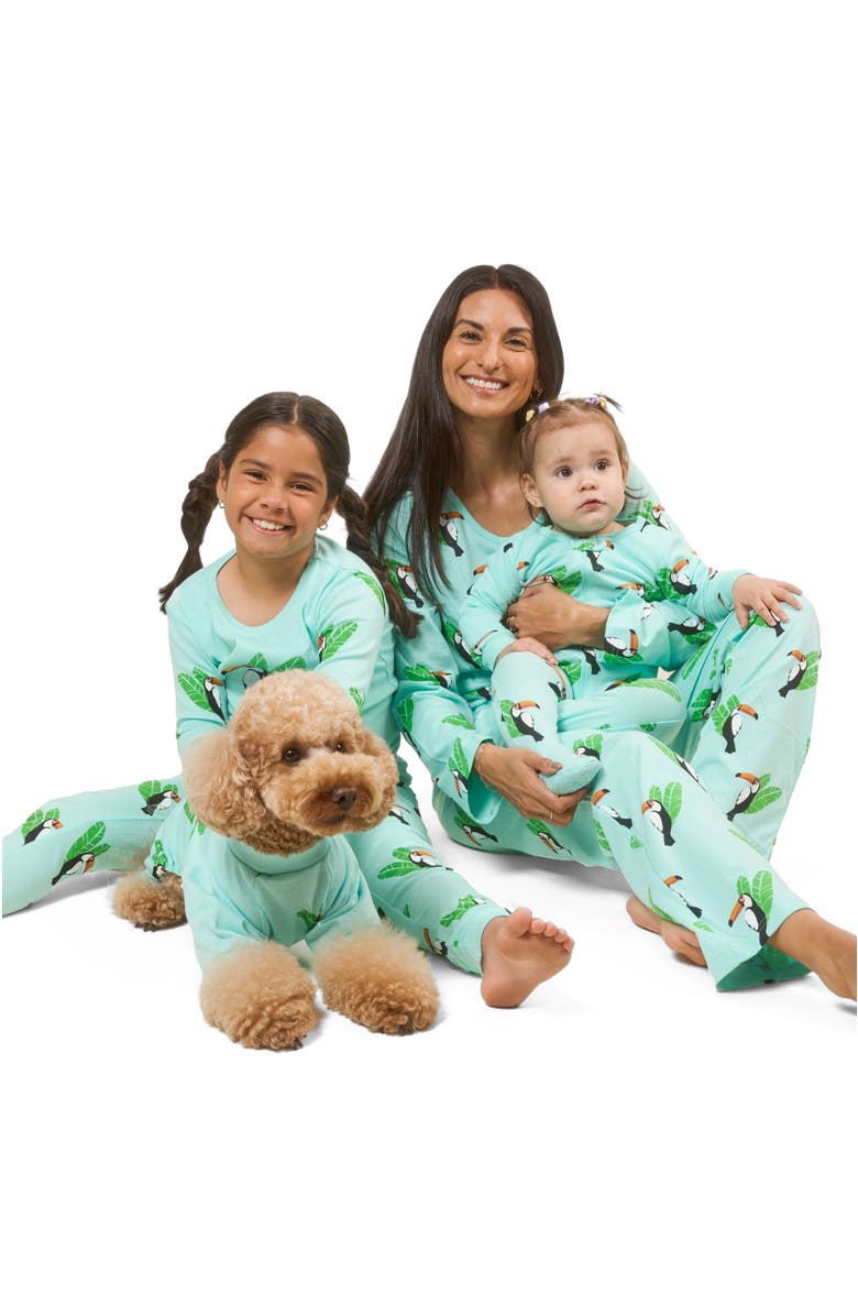 Leveret Footed Printed Cotton Matching Family Pajamas, Animal Kingdom Prints, Alternate, color, Toucan Bird