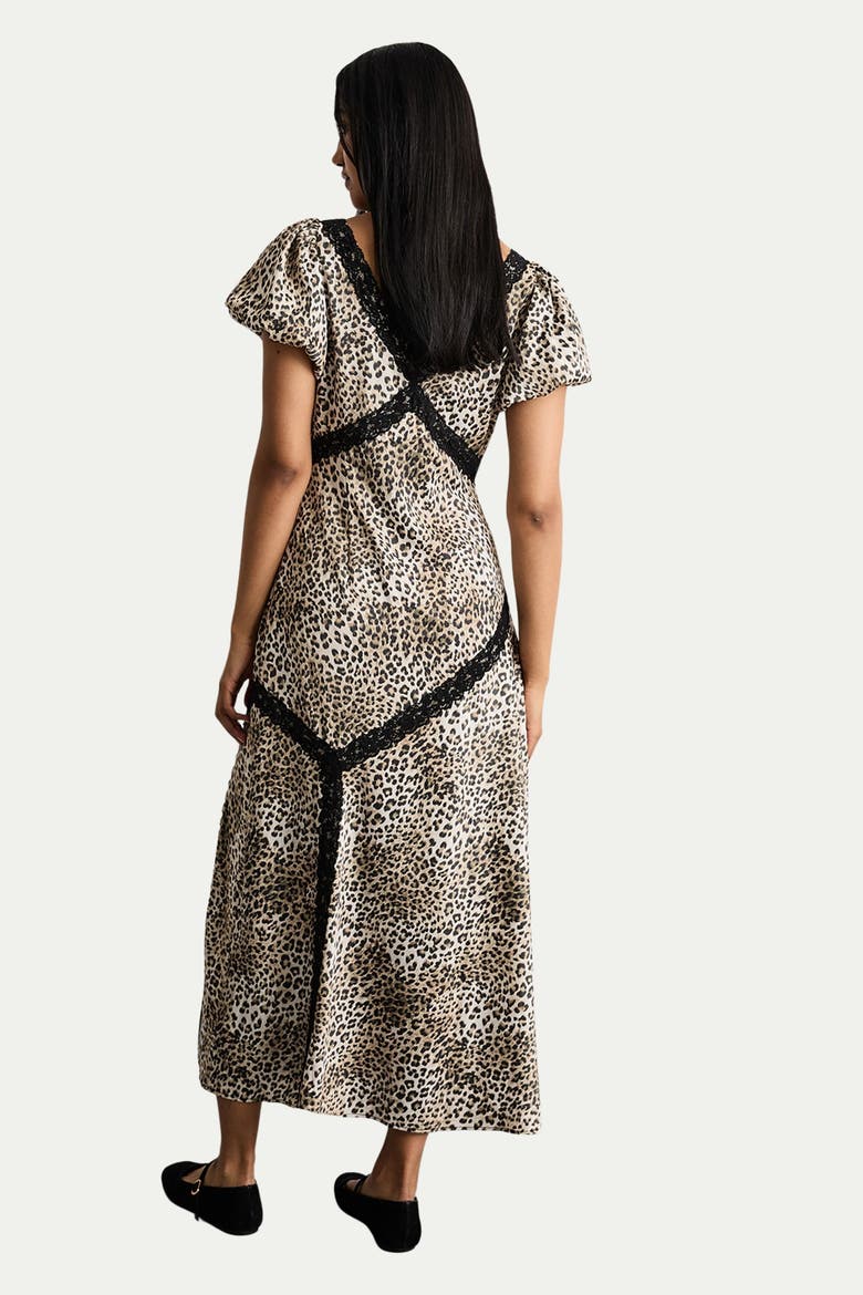 Printed Puff Sleeve Midi Dress, Alternate, color, Animal