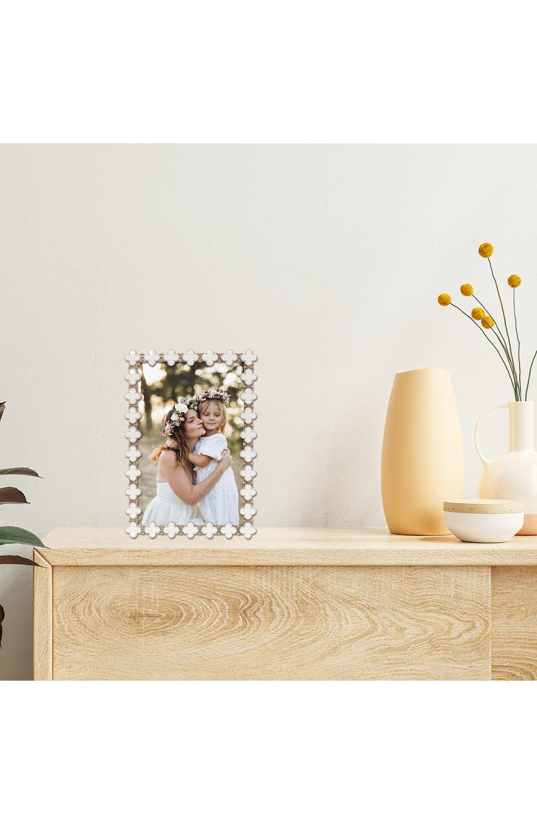 Lawrence Frames White Enamel Clover Picture Frame, Alternate, color, White/Gold